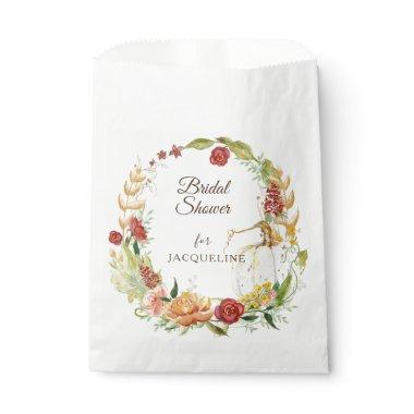 Fall Floral Burgundy White Pumpkin Bridal Shower F Favor Bag