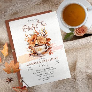 Fall Floral Cottage Core Teacup Bridal Tea Shower Invitations