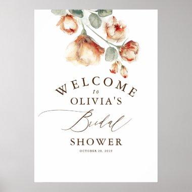 Fall Floral Elegant Bridal Shower Welcome Sign