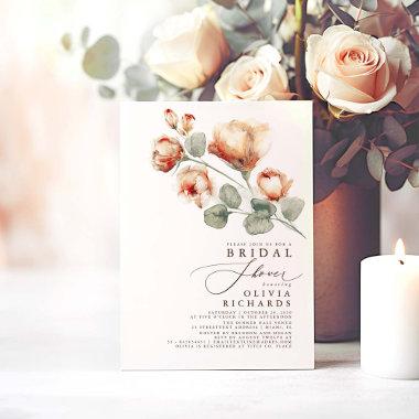 Fall Floral Elegant Minimal Bridal Shower Invitations