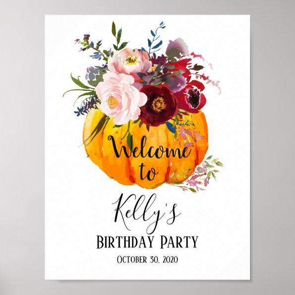 fall floral, fall party, pumpkin welcome sign