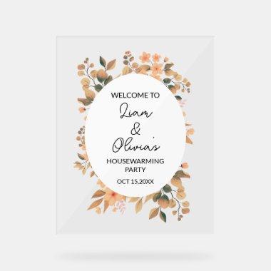 Fall Floral Housewarming Party Entrance Welcome Acrylic Sign
