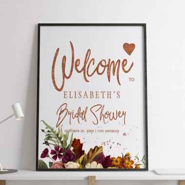 Fall floral rusty bridal shower welcome sign