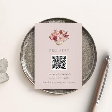 Fall Floral Teacup  Registry QR Code Enclosure