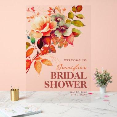 Fall Floral Watercolor  Welcome Acrylic Sign