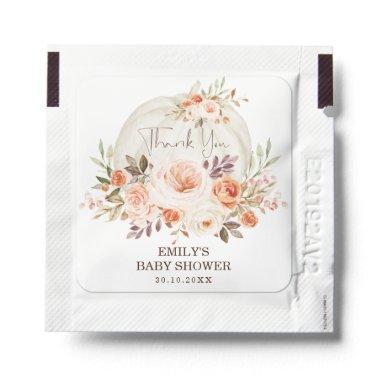 Fall Floral Watercolor Pumpkin Baby Shower Favors Hand Sanitizer Packet