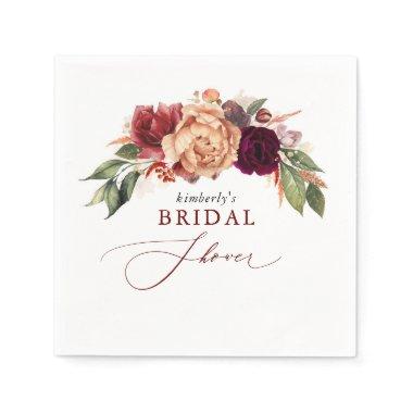 Fall Florals Elegant Rustic Bridal Shower Napkins