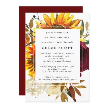 Fall Flowers Bridal Shower Invitations