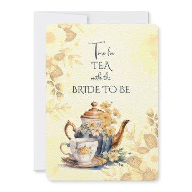 Fall Flowers Bridal Tea Party Teapot Invitations