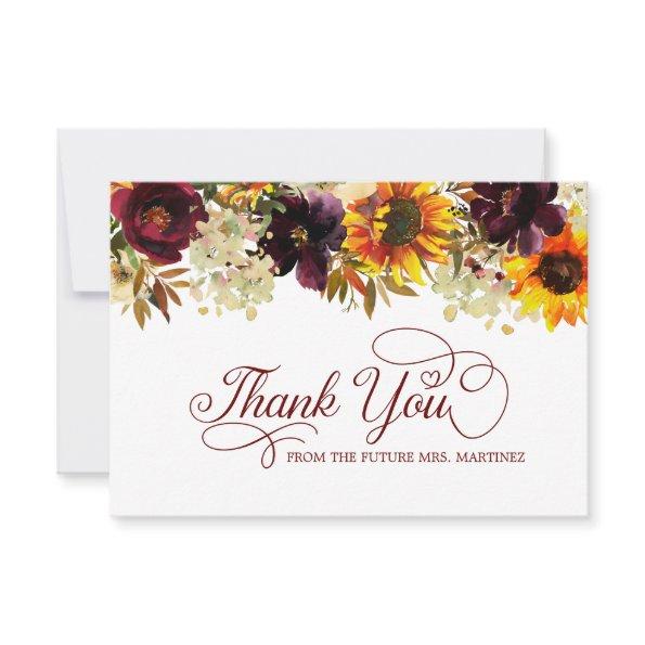 Fall Flowers Sunflower Rose  Thank You