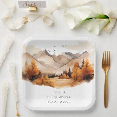 Fall Forest Mountains  Paper Plates