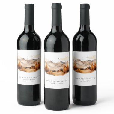 Fall Forest Mountains  Wine Label