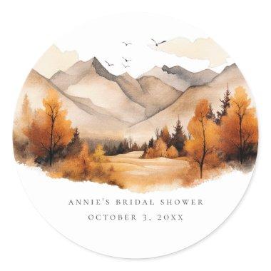 Fall Forest Mountains Scene  Classic Classic Round Sticker