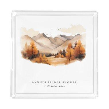 Fall Forest Mountains Scene Wedding  Acrylic Tray