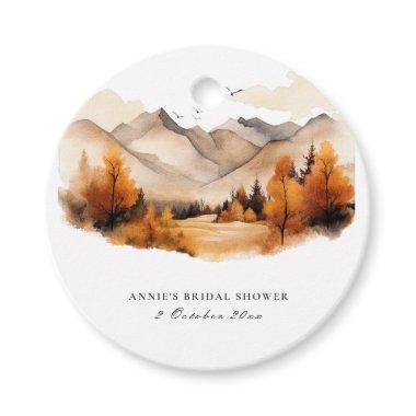 Fall Forest Mountains Scene Wedding  Favor Tags