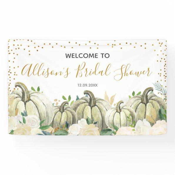Fall Gold and White Pumpkin Bridal Shower Banner
