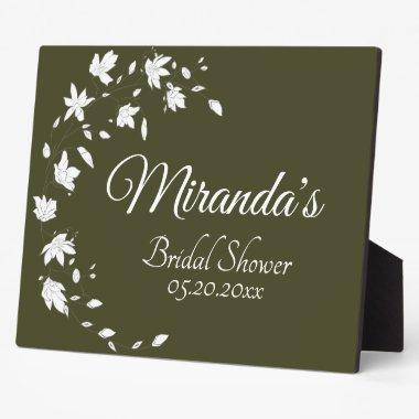 Fall Green & White Floral Bridal Shower Table Plaque