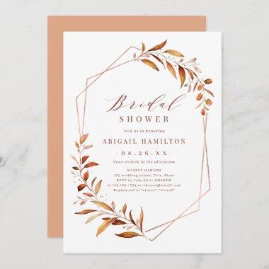 Fall Greenery Geometric Rustic Bridal Shower Invitations