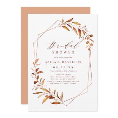 Fall Greenery Geometric Rustic Bridal Shower Invitations