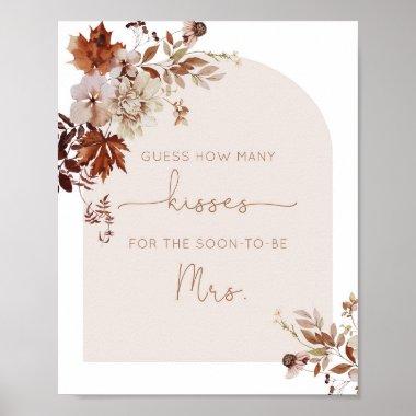 Fall guess how many kisses bridal shower poster