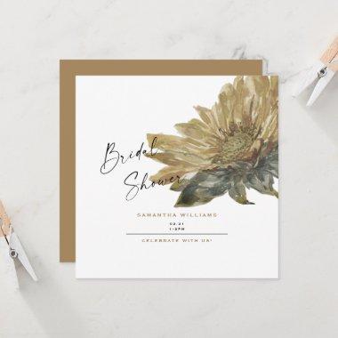 Fall Hand Painted Sunflower Bridal Shower Square Invitations