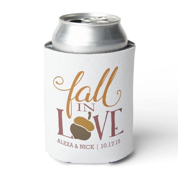 Fall in Love | Autumn Acorn Personalized Favor Can Cooler
