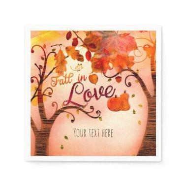 FALL IN LOVE Autumn Bridal Shower Any Event Paper Napkins