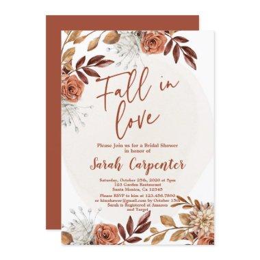 Fall in Love Autumn Bridal Shower Invitations