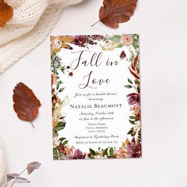 Fall in Love Autumn Bridal Shower Invitations