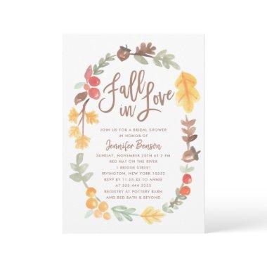 Fall in Love Autumn Bridal Shower Invitations