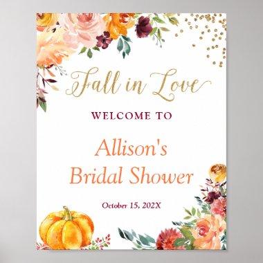 Fall in Love Autumn Floral Bridal Shower Sign