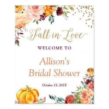 Fall in Love Autumn Floral Bridal Shower Sign