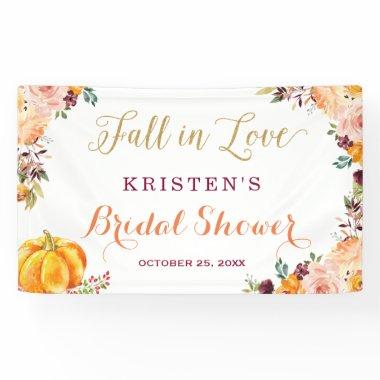 Fall in Love Autumn Floral Pumpkin Bridal Shower Banner