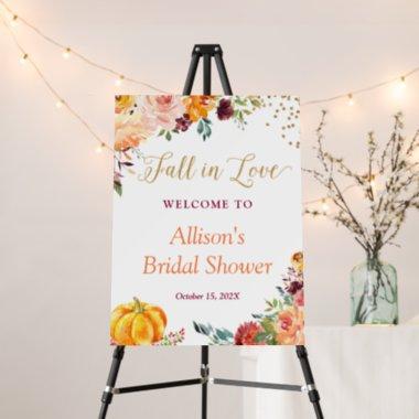 Fall in Love Autumn Floral Pumpkin Bridal Shower Foam Board