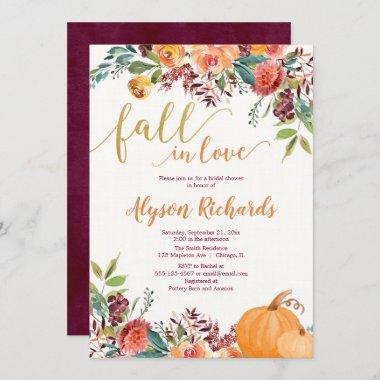 Fall in love autumn floral rustic bridal shower Invitations