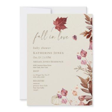 Fall in Love Autumn Foliage Beige Baby Shower