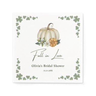 Fall in Love Autumn Greenery Pumpkin  Napkins