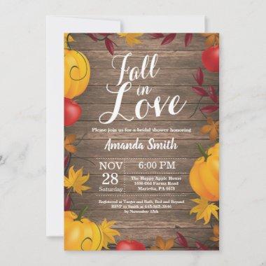 Fall in Love Autumn Harvest Pumpkin Bridal Shower Invitations