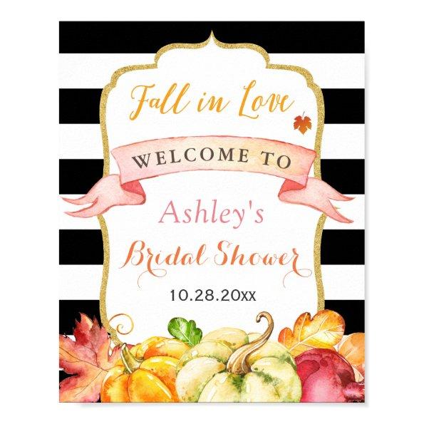 Fall in Love Autumn Leaves Pumpkin  Poster
