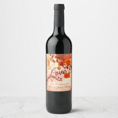 Fall in love Autumn Whimsical Custom Wine Labels