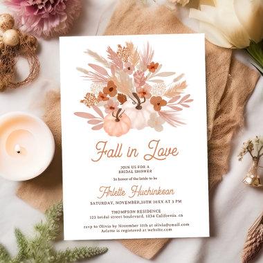 Fall in love beige floral boho chic bridal shower Invitations