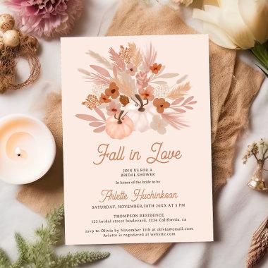 Fall in love beige floral boho chic bridal shower Invitations