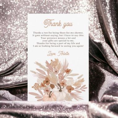 Fall in love beige floral boho chic bridal shower thank you Invitations