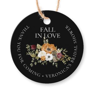 Fall in Love Black Bridal Shower Favor Tags