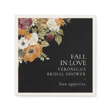Fall in Love Black  Paper Napkins