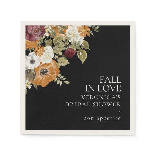 Fall in Love Black  Paper Napkins