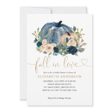 Fall in Love Blue Floral Pumpkin