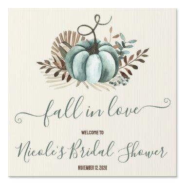 Fall in Love, Blue Pumpkin, Floral  Sign
