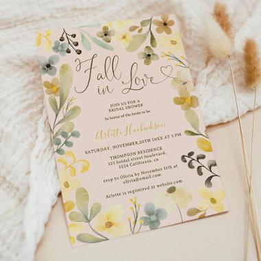 Fall in love boho floral autumn chic bridal shower Invitations