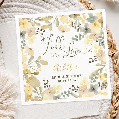 Fall in love boho floral autumn chic bridal shower napkins